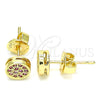 Oro Laminado Stud Earring, Gold Filled Style with Ruby Micro Pave, Polished, Golden Finish, 02.156.0478.1