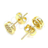 Oro Laminado Stud Earring, Gold Filled Style with Garnet Micro Pave, Polished, Golden Finish, 02.156.0478.2