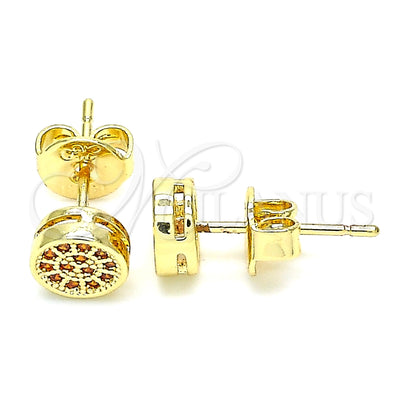 Oro Laminado Stud Earring, Gold Filled Style with Garnet Micro Pave, Polished, Golden Finish, 02.156.0478.2 for wholesale, main product view
