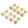 Oro Laminado Stud Earring, Gold Filled Style with Garnet Micro Pave, Polished, Golden Finish, 02.156.0478.2