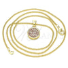 Oro Laminado Pendant Necklace, Gold Filled Style with Ruby Micro Pave, Polished, Golden Finish, 04.156.0339.1.20 (02 MM Thickness, 20 Inches Length)
