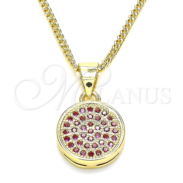 Gold Filled Necklace — Pendant Necklace with Ruby Micro Pave Polished 04. — main product view — SKU 135556 | Oro Laminado collar — Pendant Necklace with Ruby Micro Pave pulido 04. — SKU 135556