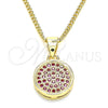Oro Laminado Pendant Necklace, Gold Filled Style with Ruby Micro Pave, Polished, Golden Finish, 04.156.0339.1.20 (02 MM Thickness, 20 Inches Length)