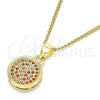 Oro Laminado Pendant Necklace, Gold Filled Style with Garnet Micro Pave, Polished, Golden Finish, 04.156.0339.2.20 (02 MM Thickness, 20 Inches Length)