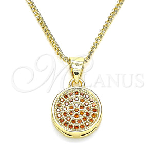 Gold Filled Necklace — Pendant Necklace with Garnet Micro Pave Polished 04. — main product view — SKU 135557 | Oro Laminado collar — Pendant Necklace with Garnet Micro Pave pulido 04. — SKU 135557