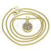 Oro Laminado Pendant Necklace, Gold Filled Style with Multicolor Micro Pave, Polished, Golden Finish, 04.156.0339.3.20 (02 MM Thickness, 20 Inches Length)
