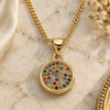 Oro Laminado Pendant Necklace, Gold Filled Style with Multicolor Micro Pave, Polished, Golden Finish, 04.156.0339.3.20 (02 MM Thickness, 20 Inches Length)
