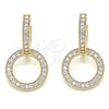 Oro Laminado Huggie Hoop, Gold Filled Style with White Micro Pave, Polished, Golden Finish, 02.284.0031.15