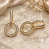 Oro Laminado Huggie Hoop, Gold Filled Style with White Micro Pave, Polished, Golden Finish, 02.284.0031.15