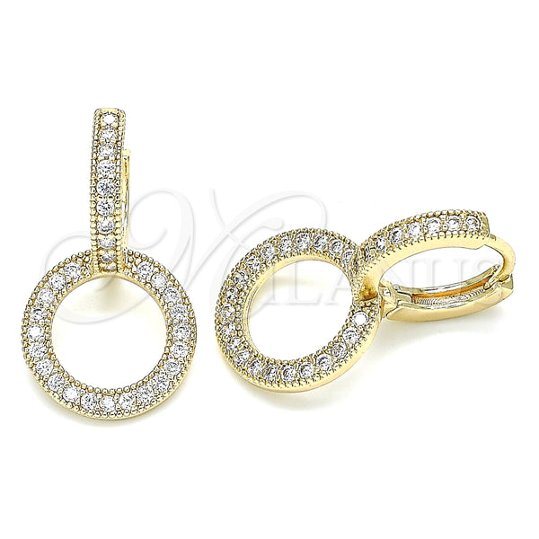 Gold Filled Hoop Earrings — Huggie Hoop with White Micro Pave Polished 02. — main product view — SKU 135575 | Oro Laminado aretes de aro — Huggie Hoop with blanco Micro Pave pulido 02. — SKU 135575