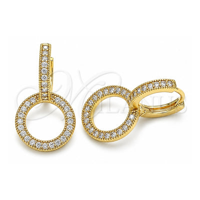 Oro Laminado Huggie Hoop, Gold Filled Style with White Micro Pave, Polished, Golden Finish, 02.284.0031.15