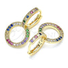 Oro Laminado Huggie Hoop, Gold Filled Style with Multicolor Micro Pave, Polished, Golden Finish, 02.284.0031.3.15