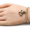 Oro Laminado Fancy Bracelet, Gold Filled Style Expandable Bead and Butterfly Design, with Vitrail Medium Crystal and White Micro Pave, Polished, Golden Finish, 03.341.0112.07
