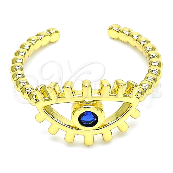 Oro Laminado Multi Stone Ring, Gold Filled Style with Sapphire Blue Cubic Zirconia, Polished, Golden Finish, 01.341.0006 (One size fits all)