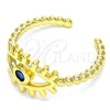 Oro Laminado Multi Stone Ring, Gold Filled Style Evil Eye Design, with Sapphire Blue Cubic Zirconia, Polished, Golden Finish, 01.341.0006 (One size fits all)