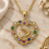 Oro Laminado Pendant Necklace, Gold Filled Style Heart and Dolphin Design, with Multicolor Cubic Zirconia and White Micro Pave, Polished, Golden Finish, 04.253.0018.20 (02 MM Thickness, 20 Inches Length)
