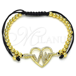 Gold Filled Bracelet — Adjustable Bolo Bracelet Heart and Ball Design with — main product view — SKU 135606 | Oro Laminado brazalete — Adjustable Bolo Bracelet corazón and Ball diseño with — SKU 135606