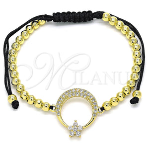 Gold Filled Bracelet — Adjustable Bolo Bracelet Moon and Flower Design with — main product view — SKU 135607 | Oro Laminado brazalete — Adjustable Bolo Bracelet Moon and flor diseño with — SKU 135607