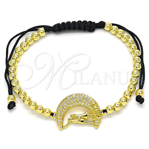 Gold Filled Bracelet — Adjustable Bolo Bracelet Moon and Love Design with — main product view — SKU 135608 | Oro Laminado brazalete — Adjustable Bolo Bracelet Moon and Love diseño with — SKU 135608