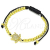 Oro Laminado Adjustable Bolo Bracelet, Gold Filled Style Turtle and Ball Design, with White Micro Pave, Polished, Golden Finish, 03.299.0073.11 (04 MM Thickness, 11 Inches Length)