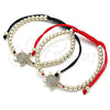 Oro Laminado Adjustable Bolo Bracelet, Gold Filled Style Turtle and Ball Design, with White Micro Pave, Polished, Golden Finish, 03.299.0073.11 (04 MM Thickness, 11 Inches Length)