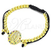 Oro Laminado Adjustable Bolo Bracelet, Gold Filled Style Guadalupe and Ball Design, with Multicolor Micro Pave, Polished, Golden Finish, 03.299.0074.11 (04 MM Thickness, 11 Inches Length)