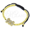 Oro Laminado Adjustable Bolo Bracelet, Gold Filled Style Little Boy and Little Girl Design, with White Micro Pave, Polished, Golden Finish, 03.299.0077.11 (04 MM Thickness, 11 Inches Length)