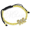 Oro Laminado Adjustable Bolo Bracelet, Gold Filled Style Little Boy and Little Girl Design, with White Micro Pave, Polished, Golden Finish, 03.299.0077.11 (04 MM Thickness, 11 Inches Length)