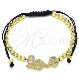 Gold Filled Bracelet — Adjustable Bolo Bracelet Love and Ball Design with — main product view — SKU 135616 | Oro Laminado brazalete — Adjustable Bolo Bracelet Love and Ball diseño with — SKU 135616
