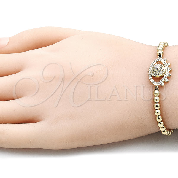 Gold Filled Bracelet — Adjustable Bolo Bracelet Ball Design with White Micro — alternate product view — SKU 135617 | Oro Laminado brazalete — Adjustable Bolo Bracelet Ball diseño with blanco Micro — SKU 135617
