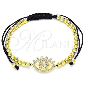 Gold Filled Bracelet — Adjustable Bolo Bracelet Ball Design with White Micro — main product view — SKU 135617 | Oro Laminado brazalete — Adjustable Bolo Bracelet Ball diseño with blanco Micro — SKU 135617
