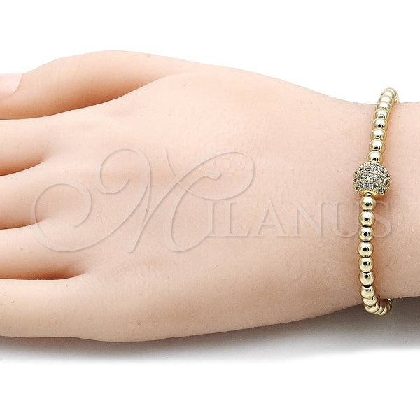 Gold Filled Bracelet — Adjustable Bolo Bracelet Ball Design with White Micro — alternate product view — SKU 135619 | Oro Laminado brazalete — Adjustable Bolo Bracelet Ball diseño with blanco Micro — SKU 135619