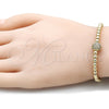 Oro Laminado Adjustable Bolo Bracelet, Gold Filled Style Ball Design, with White Micro Pave, Polished, Golden Finish, 03.299.0081.11 (04 MM Thickness, 11 Inches Length)