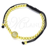 Oro Laminado Adjustable Bolo Bracelet, Gold Filled Style Ball Design, with White Micro Pave, Polished, Golden Finish, 03.299.0081.11 (04 MM Thickness, 11 Inches Length)