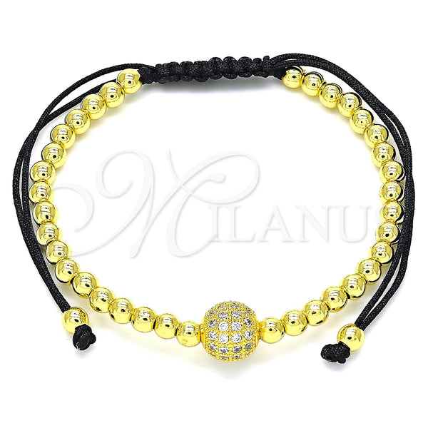 Gold Filled Bracelet — Adjustable Bolo Bracelet Ball Design with White Micro — main product view — SKU 135619 | Oro Laminado brazalete — Adjustable Bolo Bracelet Ball diseño with blanco Micro — SKU 135619