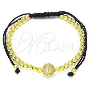 Gold Filled Bracelet — Adjustable Bolo Bracelet Ball Design with White Micro — main product view — SKU 135619 | Oro Laminado brazalete — Adjustable Bolo Bracelet Ball diseño with blanco Micro — SKU 135619