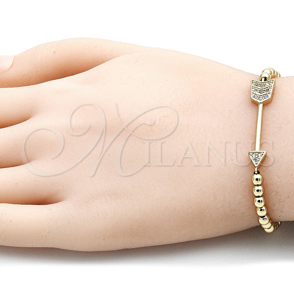 Gold Filled Bracelet — Adjustable Bolo Bracelet Ball Design with White Micro — alternate product view — SKU 135620 | Oro Laminado brazalete — Adjustable Bolo Bracelet Ball diseño with blanco Micro — SKU 135620