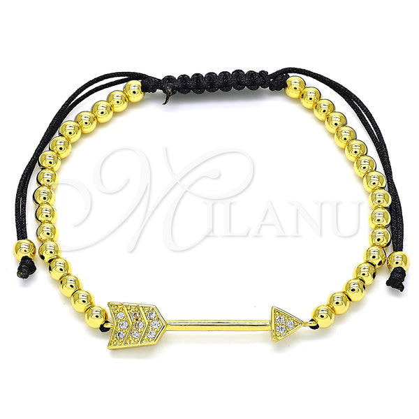 Gold Filled Bracelet — Adjustable Bolo Bracelet Ball Design with White Micro — main product view — SKU 135620 | Oro Laminado brazalete — Adjustable Bolo Bracelet Ball diseño with blanco Micro — SKU 135620