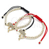 Oro Laminado Adjustable Bolo Bracelet, Gold Filled Style Butterfly and Ball Design, with Black and White Micro Pave, Polished, Golden Finish, 03.299.0083.11 (04 MM Thickness, 11 Inches Length)