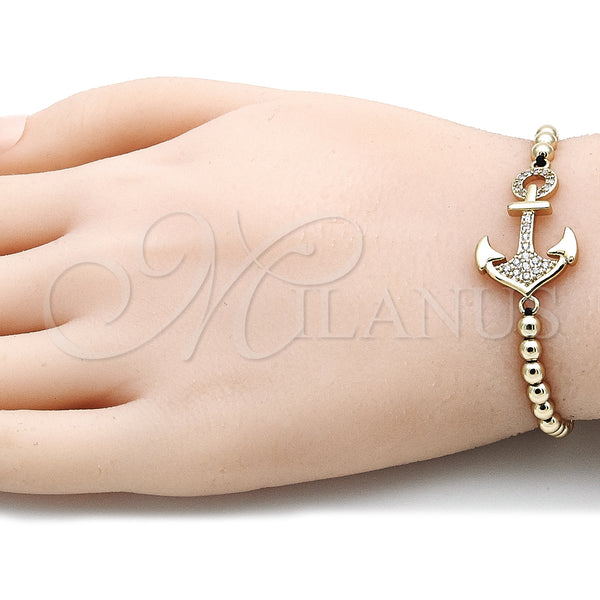 Gold Filled Bracelet — Adjustable Bolo Bracelet Anchor and Ball Design with — main product view — SKU 135623 | Oro Laminado brazalete — Adjustable Bolo Bracelet Anchor and Ball diseño with — SKU 135623