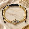 Oro Laminado Adjustable Bolo Bracelet, Gold Filled Style Hand of God and Ball Design, with Multicolor Micro Pave, Polished, Golden Finish, 03.299.0067.1.11 (04 MM Thickness, 11 Inches Length)