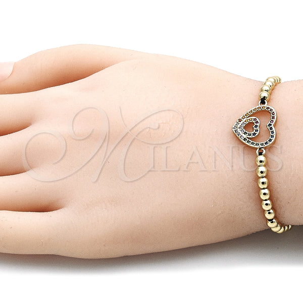 Gold Filled Bracelet — Adjustable Bolo Bracelet Heart and Ball Design with — alternate product view — SKU 135626 | Oro Laminado brazalete — Adjustable Bolo Bracelet corazón and Ball diseño with — SKU 135626