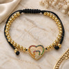 Oro Laminado Adjustable Bolo Bracelet, Gold Filled Style Heart and Ball Design, with Multicolor Micro Pave, Polished, Golden Finish, 03.299.0087.11 (04 MM Thickness, 11 Inches Length)