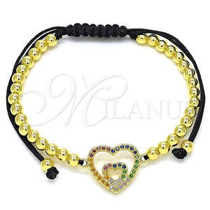 Gold Filled Bracelet — Adjustable Bolo Bracelet Heart and Ball Design with — main product view — SKU 135626 | Oro Laminado brazalete — Adjustable Bolo Bracelet corazón and Ball diseño with — SKU 135626