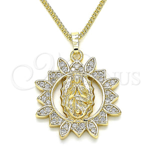 Gold Filled Necklace — Pendant Necklace Guadalupe Design with White Micro Pave — main product view — SKU 135641 | Oro Laminado collar — Pendant Necklace Guadalupe diseño with blanco Micro Pave — SKU 135641