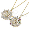 Oro Laminado Pendant Necklace, Gold Filled Style Guadalupe Design, with White Micro Pave, Polished, Golden Finish, 04.284.0036.20 (02 MM Thickness, 20 Inches Length)