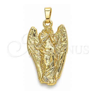Oro Laminado Religious Pendant, Gold Filled Style Angel Design, Polished, Golden Finish, 05.213.0077