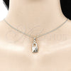 Oro Laminado Pendant Necklace, Gold Filled Style Lock Design, with White Crystal, Polished, Golden Finish, 04.213.0211.20 (02 MM Thickness, 20 Inches Length)