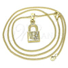 Oro Laminado Pendant Necklace, Gold Filled Style Lock Design, with White Crystal, Polished, Golden Finish, 04.213.0211.20 (02 MM Thickness, 20 Inches Length)