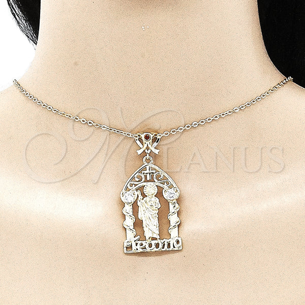 Gold Filled Pendant — Religious Pendant San Judas and Heart Design with — alternate product view — SKU 135700 | Oro Laminado dije — Religious Pendant San Judas and corazón diseño with — SKU 135700